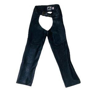 California Creations Black Leather Motorcycle Chaps Women's SZ M